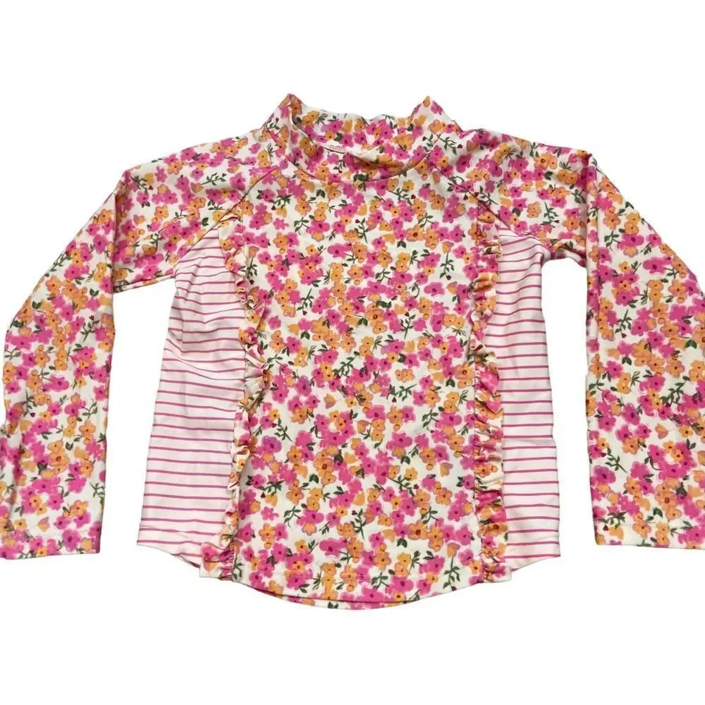 Jessica Simpson Toddler Floral Ruffle‎ Bikini Long Sleeve Top Size 3T